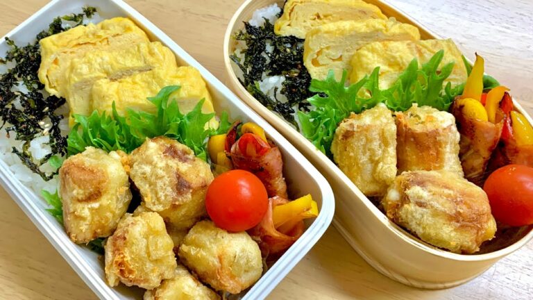 【お弁当】チーズちくわのカレー風味揚げ/パプリカベーコン巻き