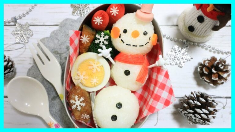 スノーマン の お弁当 【 キャラ弁 / 雪だるま / クリスマス 】How to make Japanese Cute Bento of snowman