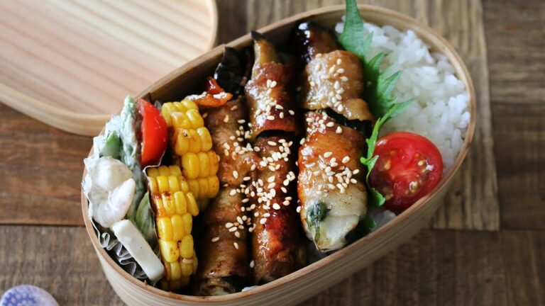 【お弁当作り】たった3品の茄子の豚シソ巻き弁当bento#612