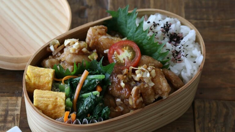 【お弁当作り】たった3品の簡単!油淋鶏弁当bento#607