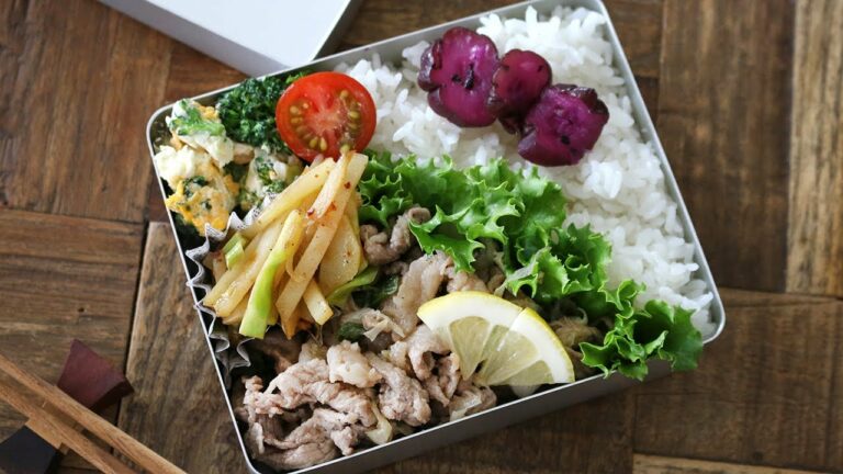 【お弁当作り】たった3品のさっぱり豚のネギ塩レモン炒め弁当bento#602