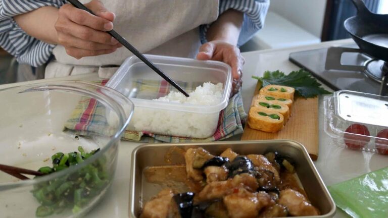 【お弁当作り】鶏むね肉がとろっとふんわり!茄子の鶏ちりタッパー弁当bento#788