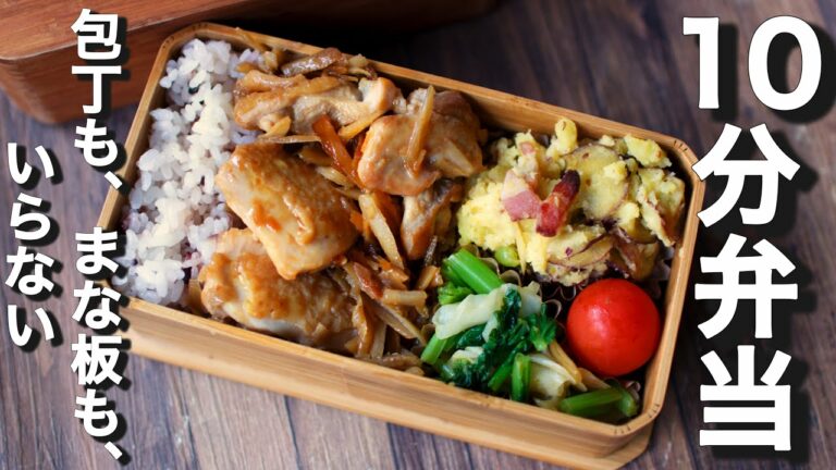 鶏ごぼう酢醤油煮のお弁当〜【 10分弁当 】包丁もまな板もいらない 【 bento 】(422)