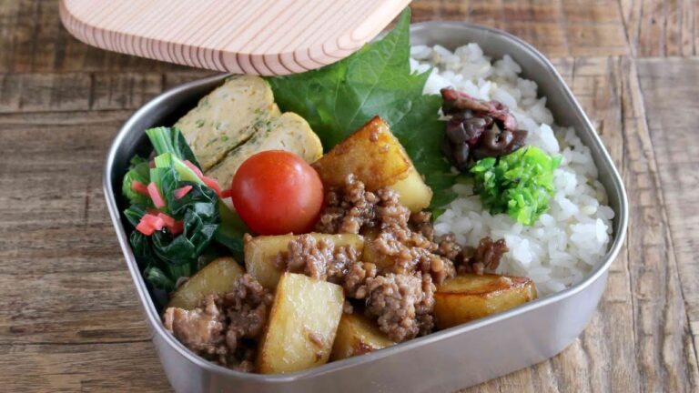 【お弁当作り】これはハマる!ホックホクじゃがいもとひき肉の甘辛炒め弁当bento#891