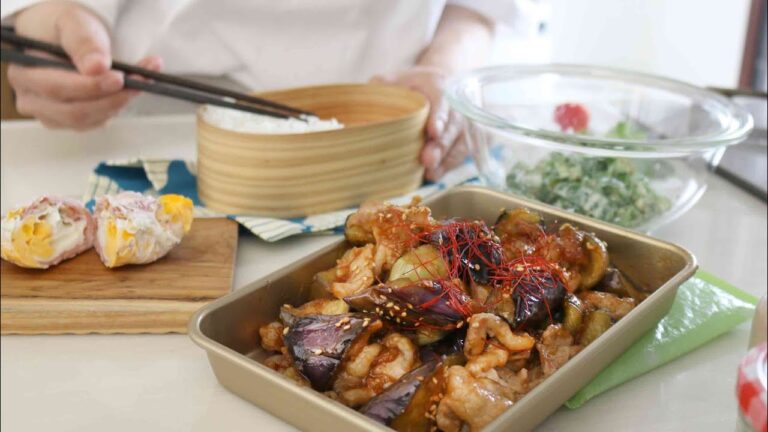 【お弁当作り】ナスでご飯がすすむ!茄子と豚こま肉の旨辛炒めbento#895