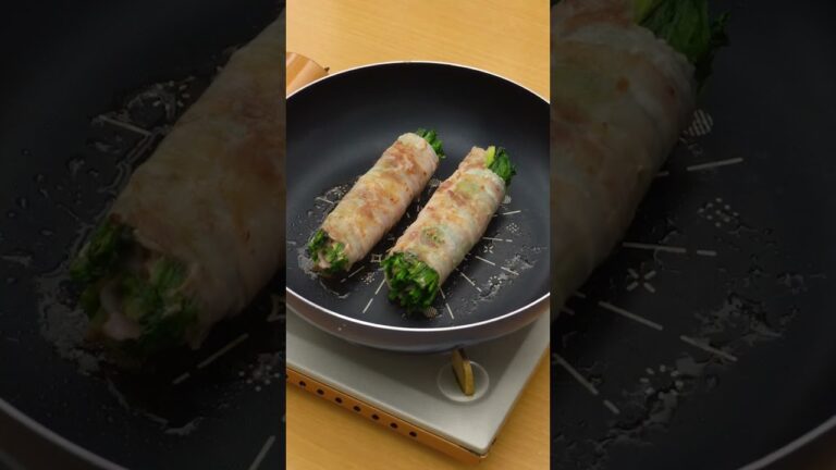 【断面かわいい♪】ぐるぐる肉巻きほうれん草 #shorts 【断面かわいい♪】ぐるぐる肉巻きほうれん草 #shorts