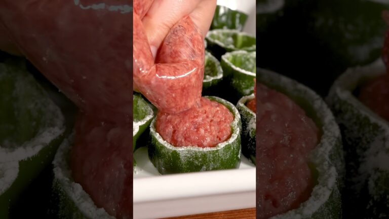 【手が汚れない】ピーマンのコロコロ肉詰めの作り方 #shorts