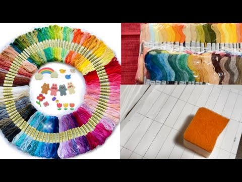 447本の刺繍糸を収納するために色見本作成中／手芸／