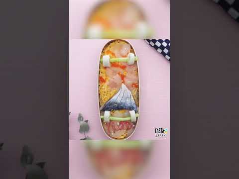 祝！日本金メダル🥇堀米雄斗選手のスケボーちらし寿司弁当🛹　Skateboarding with Chirashi Sushi(Yuto Horigome ver.)　#shorts
