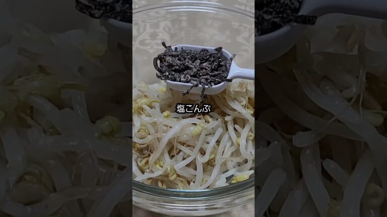 【簡単副菜】【レンジレシピ】もやしの塩昆布おかか和え 【簡単副菜】【レンジレシピ】もやしの塩昆布おかか和え
