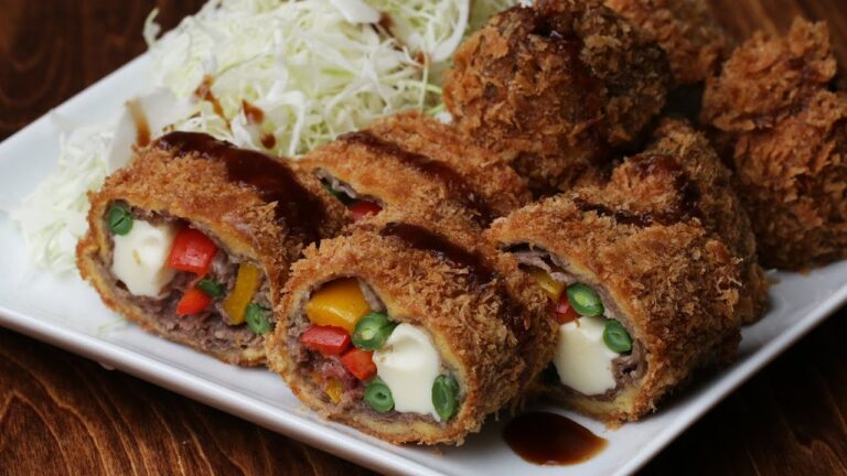 カラフル野菜とチーズの肉巻きフライ〜サクサクッ♪〜 / Fried Meat Rolls With Colorful Vegetables And Cheese