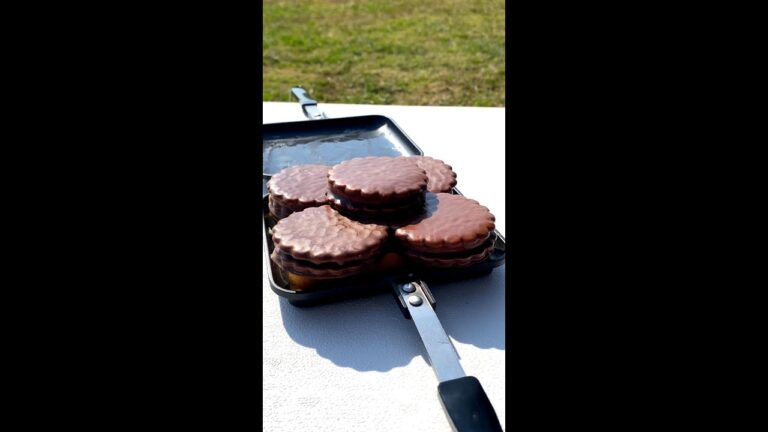 【何個積めたでしょう？】BBQでチョコパイタワー！ホットサンドレシピ / Choco-Pie Snack Hot Sandwiches  #shorts