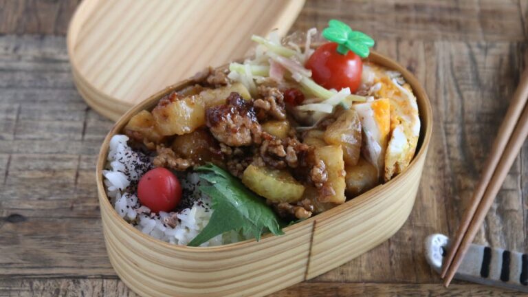 【お弁当作り】大根使い切りたいならコレ!コロコロ大根とひき肉の甘辛炒め弁当bento#940