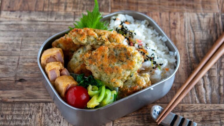 【お弁当作り】豆腐たっぷりでヘルシー!ふわふわで美味しい磯辺チーズチキンナゲット弁当bento#945