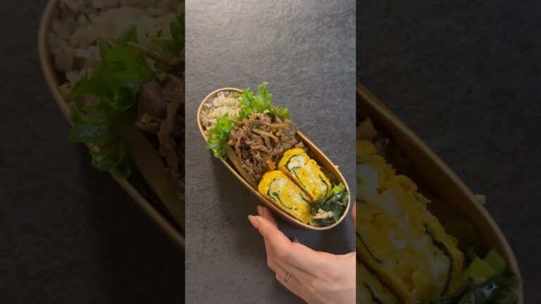 詰めかた悩んで手間取った🥺 #お弁当 #お弁当詰め方 #牛しぐれ #牛ごぼう #甘辛 #ピリ辛 #shorts #bentobox
