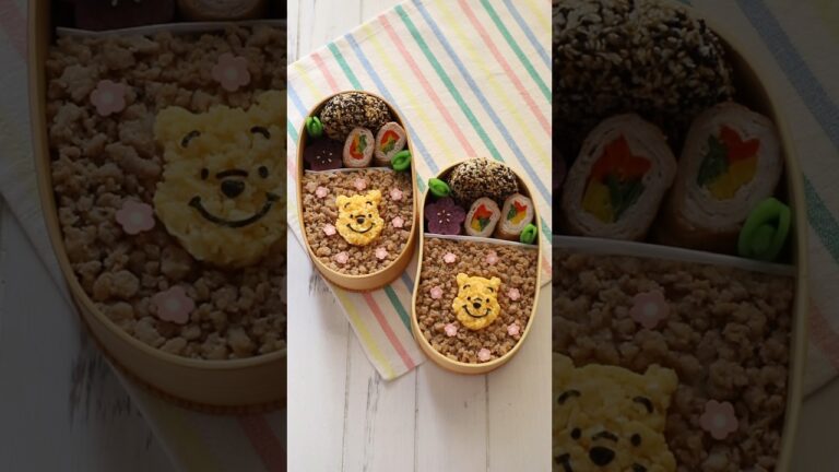 短い海苔はパンチで抜いたのをカットして短くしてます！ほぼパンチで出来るから簡単ですよ！#キャラ弁 #お弁当 #キャラフード #プーさん #くまのプーさん #shorts