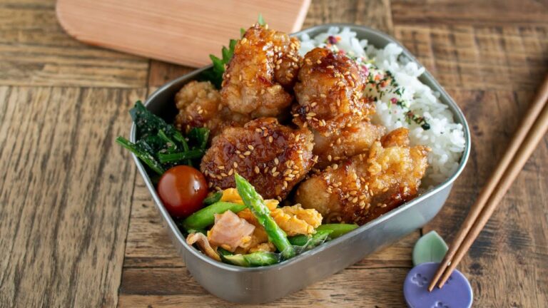 【お弁当作り】ソースが最高すぎる♡ごはんが止まらん梅ごま酢ソースのからあげ弁当bento#964