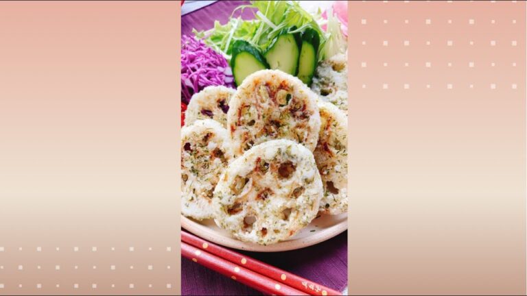 れんこんののり塩から揚げ/Fried lotus root with seaweed and salt.