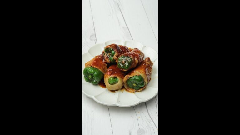 【これマジでお店で出してもいいレベル】ピーマン丸ごと！子供も絶対好きなガッツリおかず！ / Meat Wrapped Green Peppers #Shorts