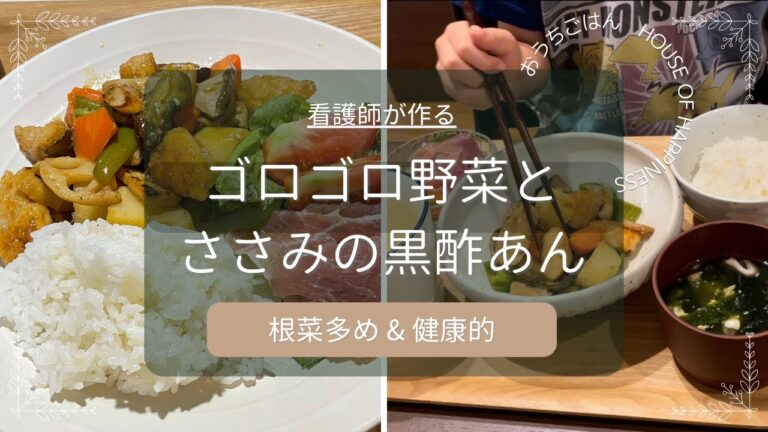 【野菜ゴロゴロ/鶏ささみの黒酢あん】看護師が作る晩ごはん/愛犬喜ぶ♡/茹で汁まで活用!整えごはん 【野菜ゴロゴロ/鶏ささみの黒酢あん】看護師が作る晩ごはん/愛犬喜ぶ♡/茹で汁まで活用!整えごはん