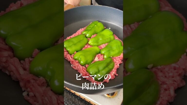 やけくそでピーマンの肉詰め作ったら信じられないほど旨かった#shorts #リュウジ #ピーマンの肉詰め #ワンパン #レシピ #ピーマン #料理