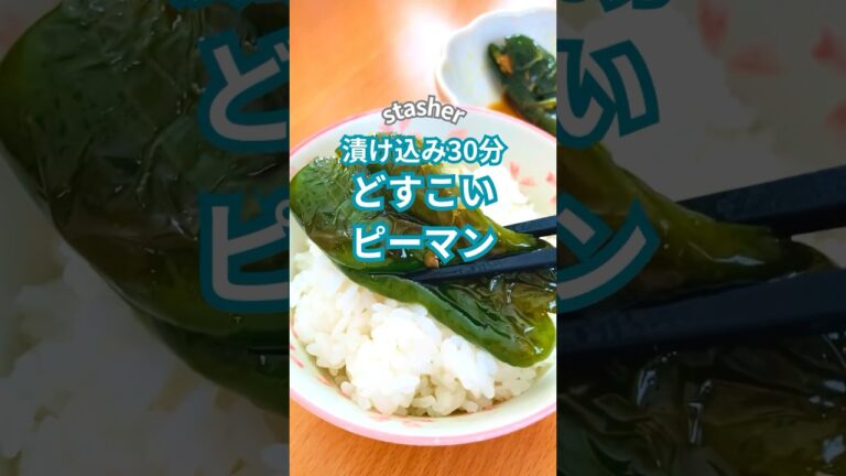 漬け込み30分♡どすこいピーマン♪ #stasher #スタッシャー #保存容器 #ピーマン #昆布茶　#簡単レシピ #つくりおき #副菜 #簡単レシピ