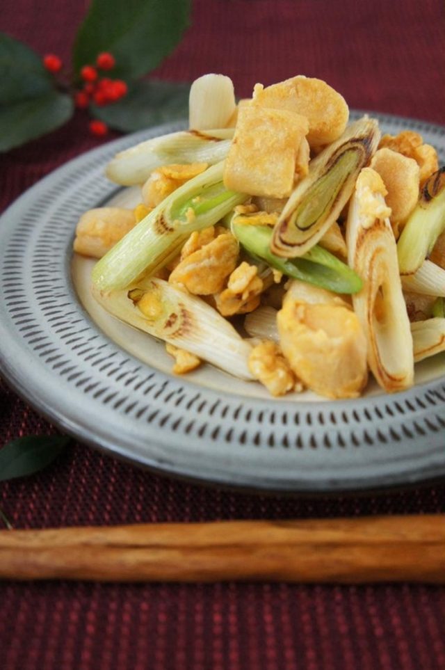 ねぎと麩のソテー