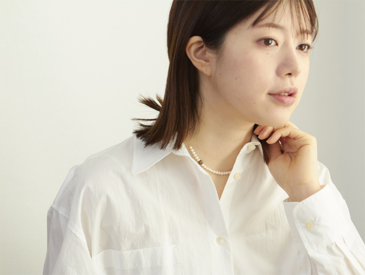 plus bon/ベビー淡水パールとヴェネチアンガラスのネックレス