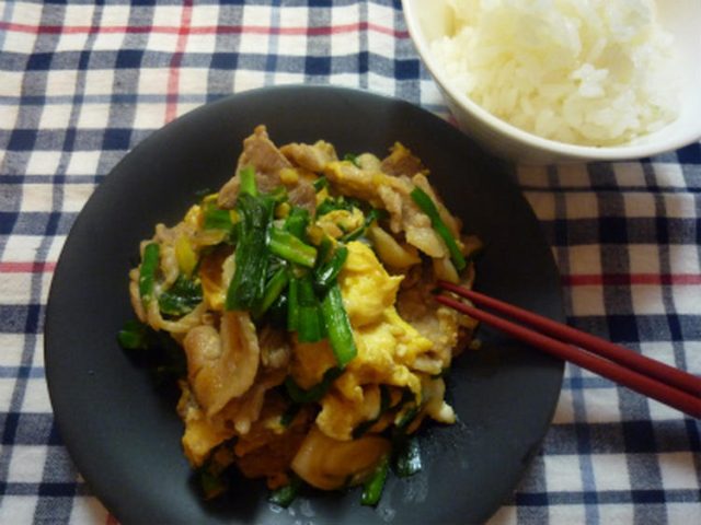 豚肉とにらの卵炒め