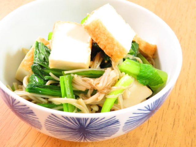 小松菜と厚揚げの胡麻油和え