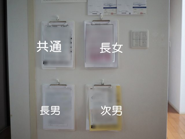 壁にかけたバインダー