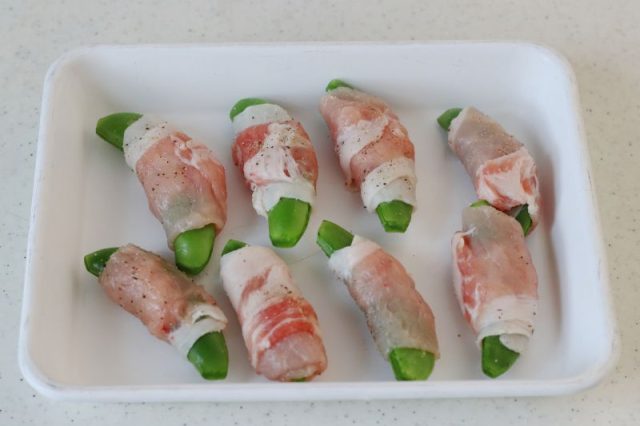豚肉を巻いたスナップえんどう