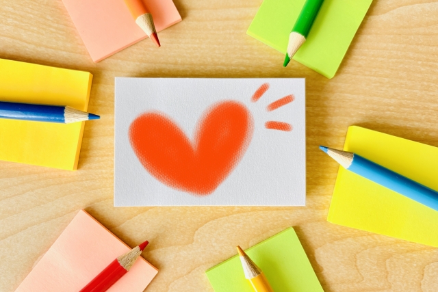 えんぴつ、ハート