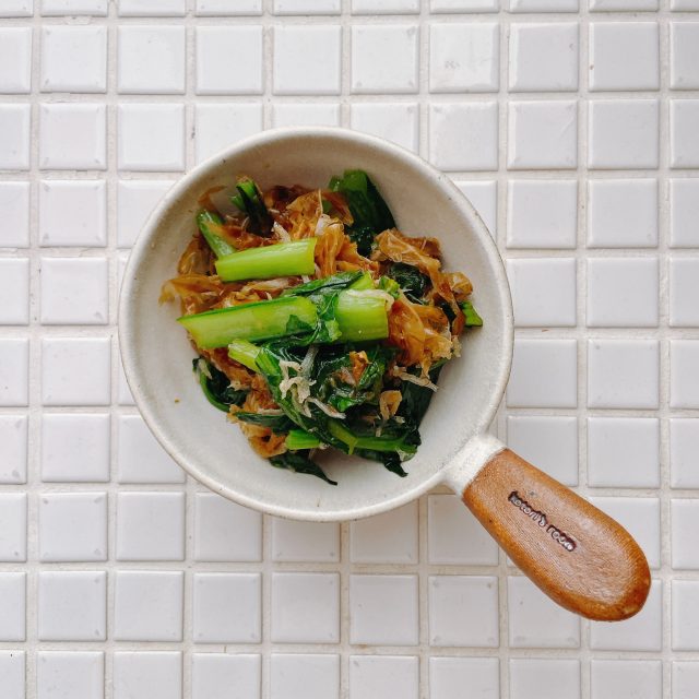 小松菜と鰹節のじゃこ炒め