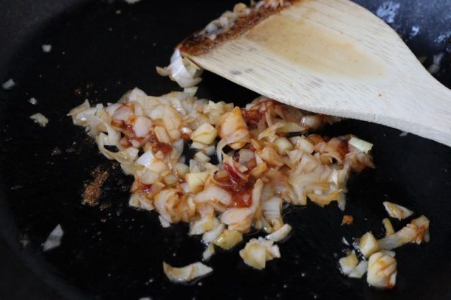 炒めた長ネギとにんにく