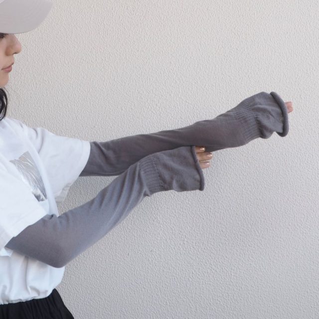 bon moment シルク100% 肌にやさしい 通気性の良いアームカバー 指穴なし ロングタイプ