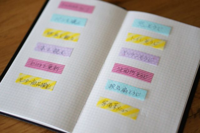 付箋紙を貼ったノート