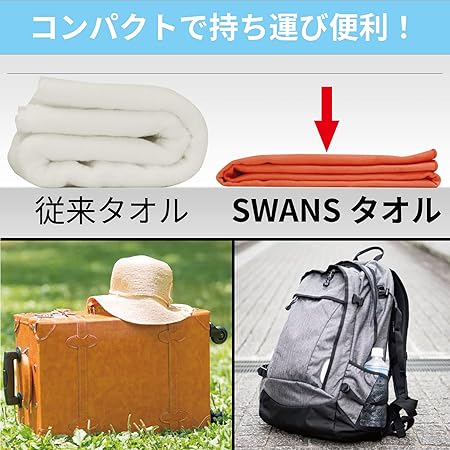 SWANS(スワンズ) 速乾タオル 高吸水 小さく折りたためる ドライタオル スイミング レジャー スポーツ 2サイズ