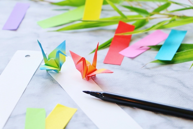折り鶴と短冊