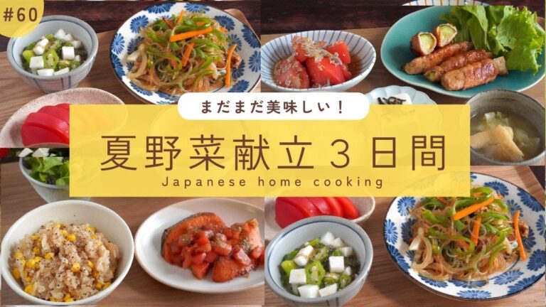 #60【3日間の夕飯献立】夏野菜レシピでレパートリーアップ!野菜が美味しい夏の晩ごはん #60【3日間の夕飯献立】夏野菜レシピでレパートリーアップ!野菜が美味しい夏の晩ごはん