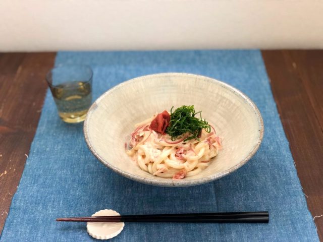 梅マヨ混ぜうどん