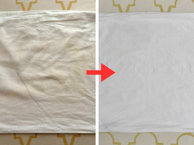 黄ばんだ枕カバーのビフォーアフター