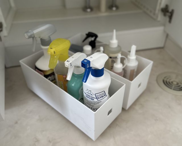 洗面台下に収納する洗剤類