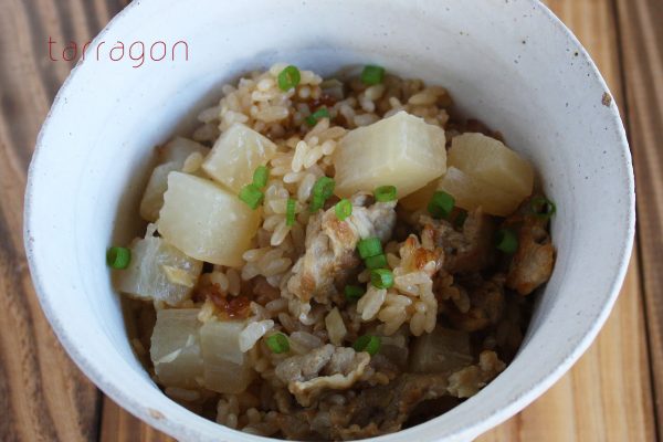 大根と豚の炊き込みごはん