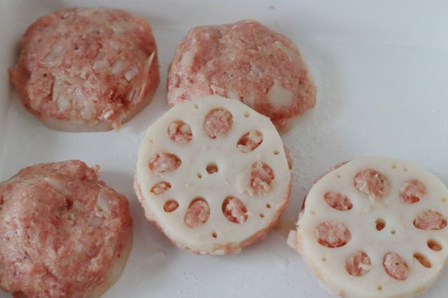 れんこんの肉詰め
