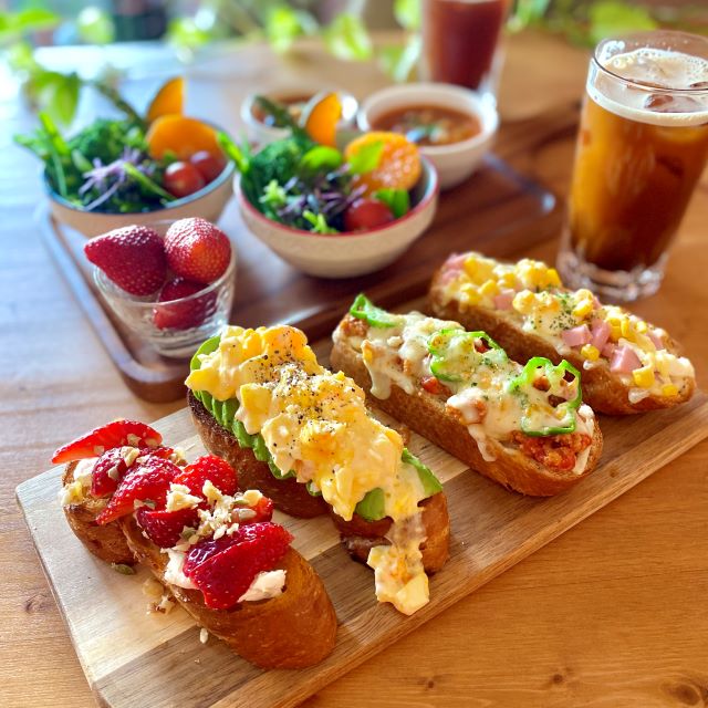 オープンサンドの朝ごはん