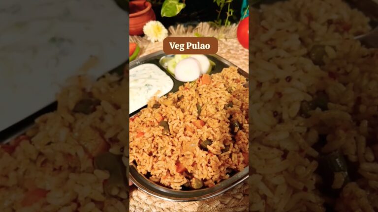 😋Veg Pulao Recipe Easy Pressure Cooker Pulao,South Indian Style One Pot Lunch Box Recipe#shortsfeed