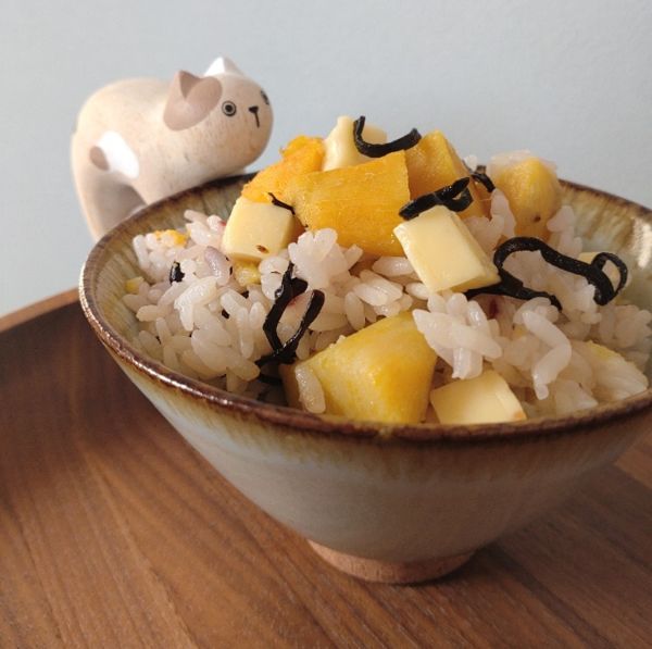 さつまいもとチーズの塩昆布ごはん