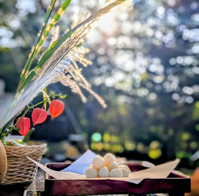 お月見団子とすすきとほうづき