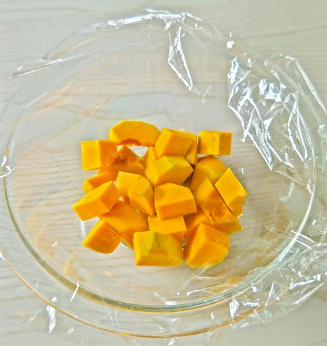 加熱したカボチャ
